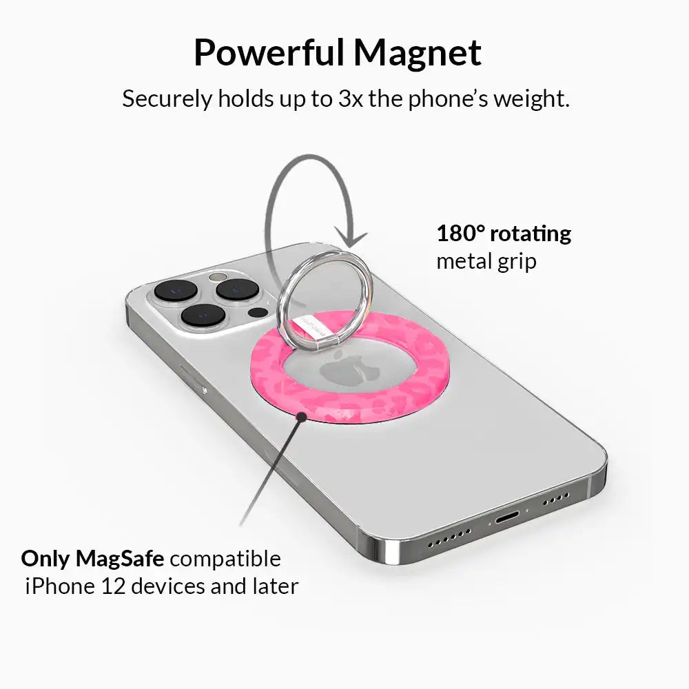 Candy Pink Leopard MagSafe Grip Ring