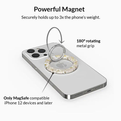 White Floral MagSafe Grip Ring