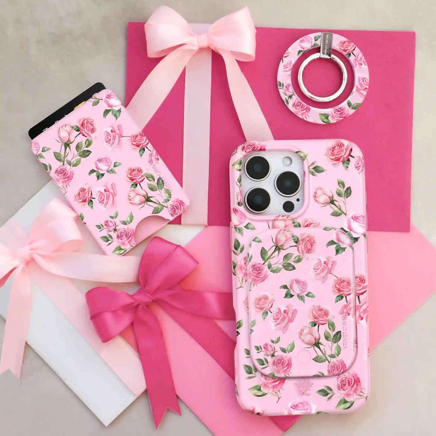 Baby Pink Roses Portable MagSafe Charger Power Pack