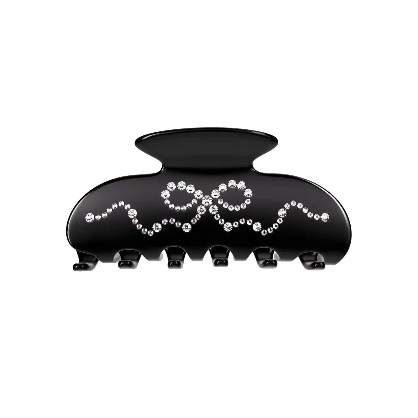Black Crystal Bow Hair Clip