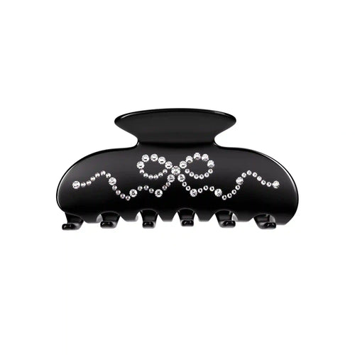 Black Crystal Bow Hair Clip