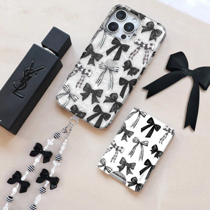 Gothic Black Bows Phone Charm