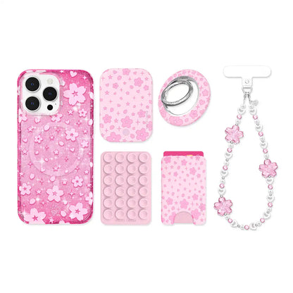 Cherry Blossom Glitter iPhone Bundle Set