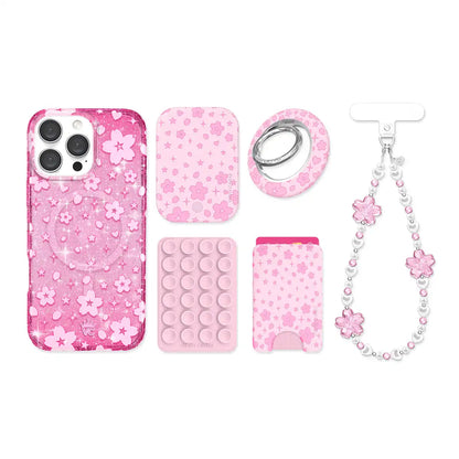 Cherry Blossom Glitter iPhone Bundle Set