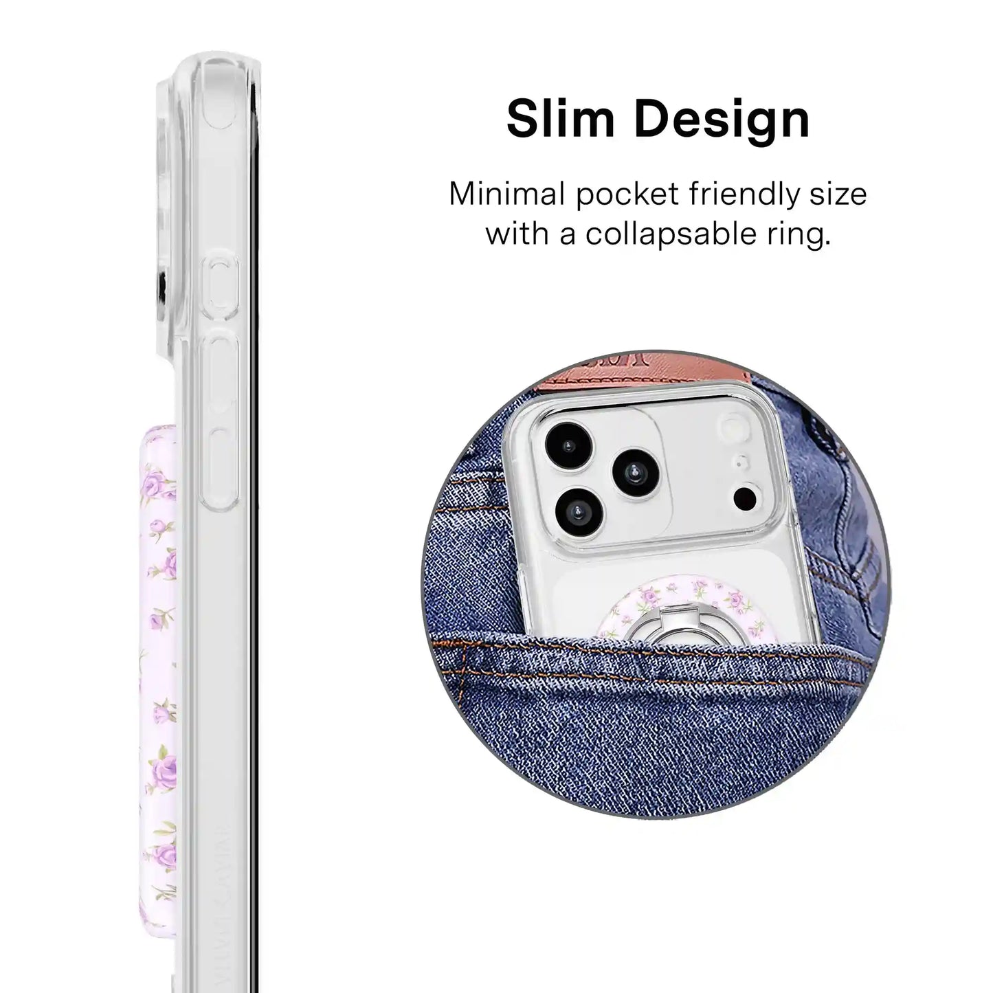 Dainty Lilac Floral MagSafe Grip Ring