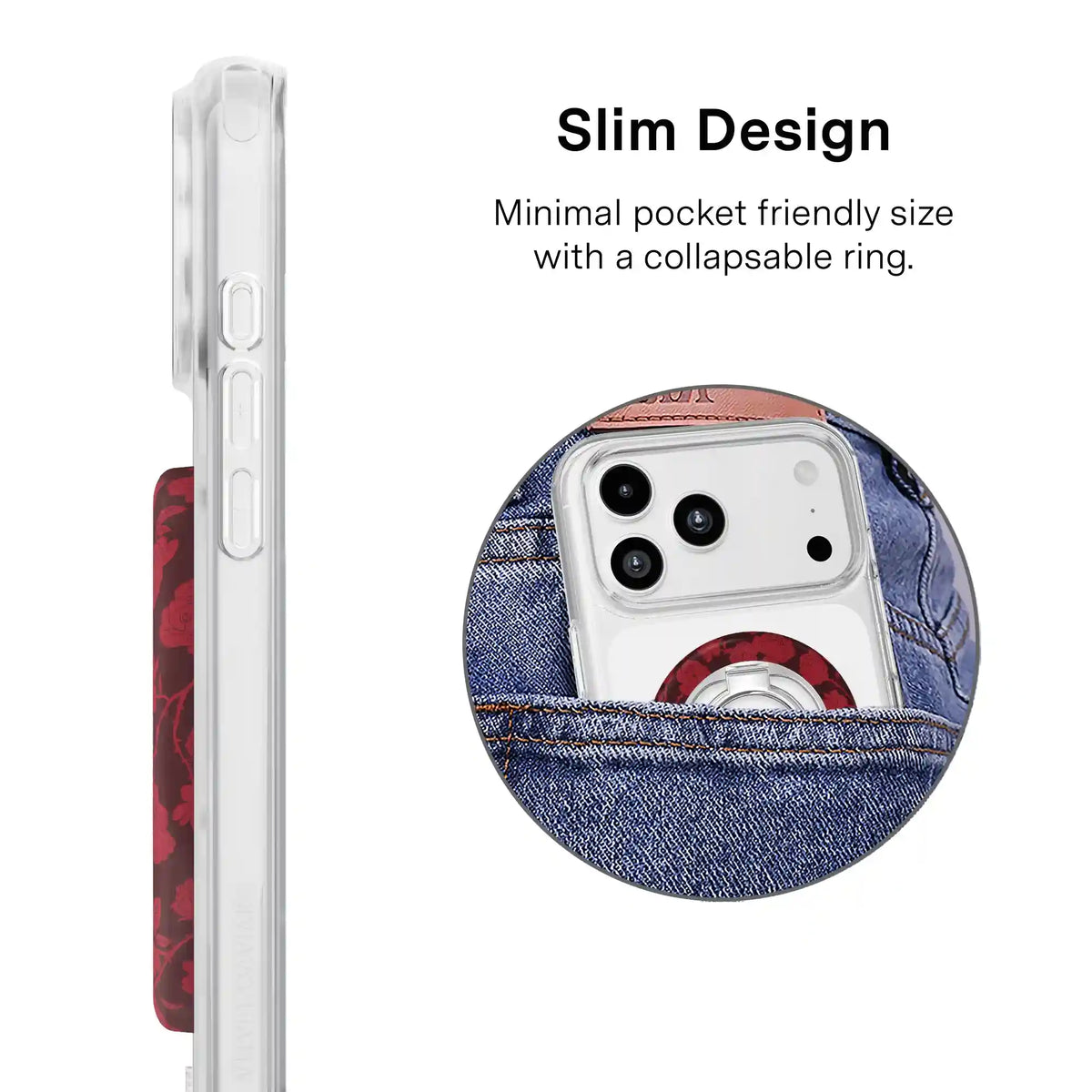 Dark Cherry Floral MagSafe Grip Ring