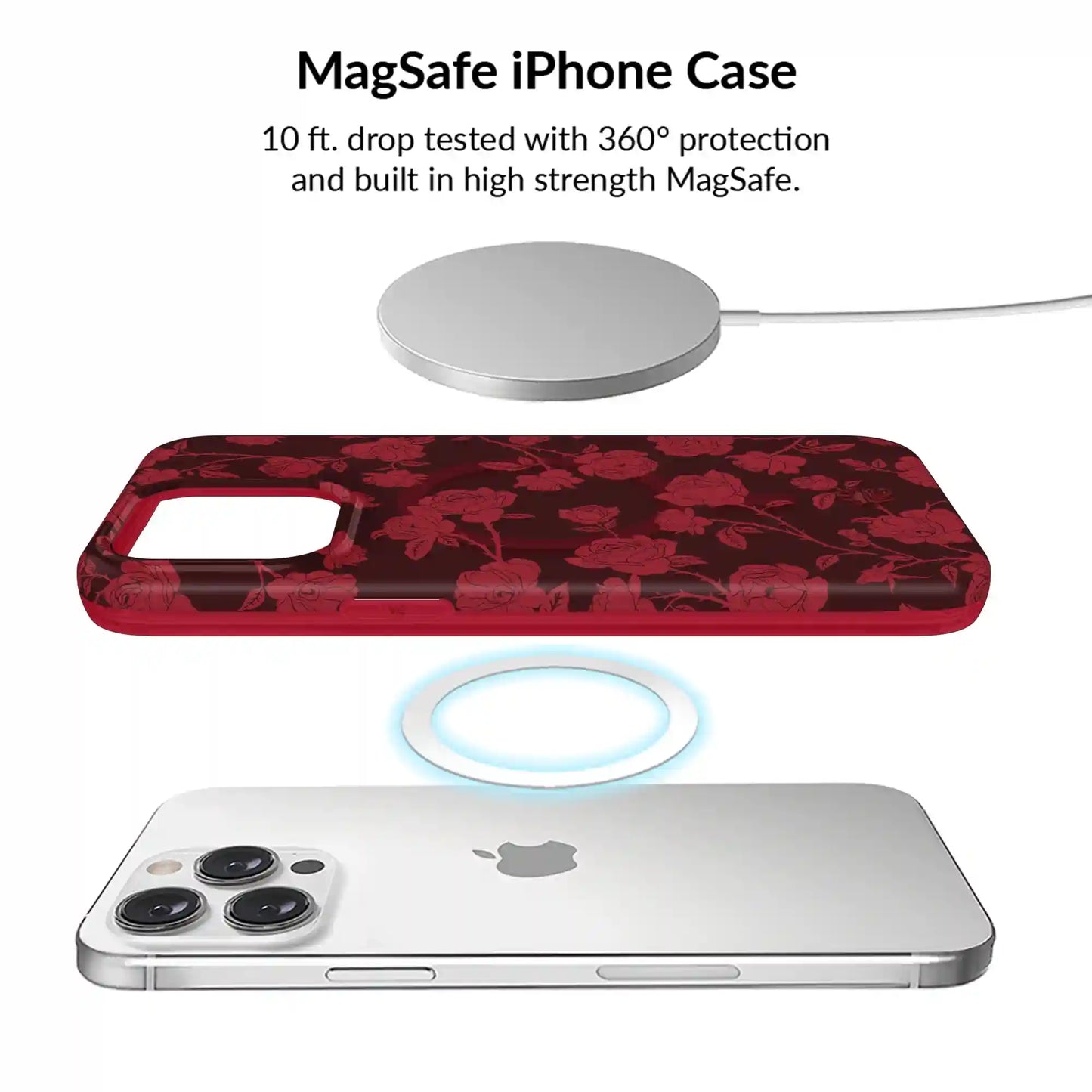 Dark Cherry Floral iPhone Bundle Set