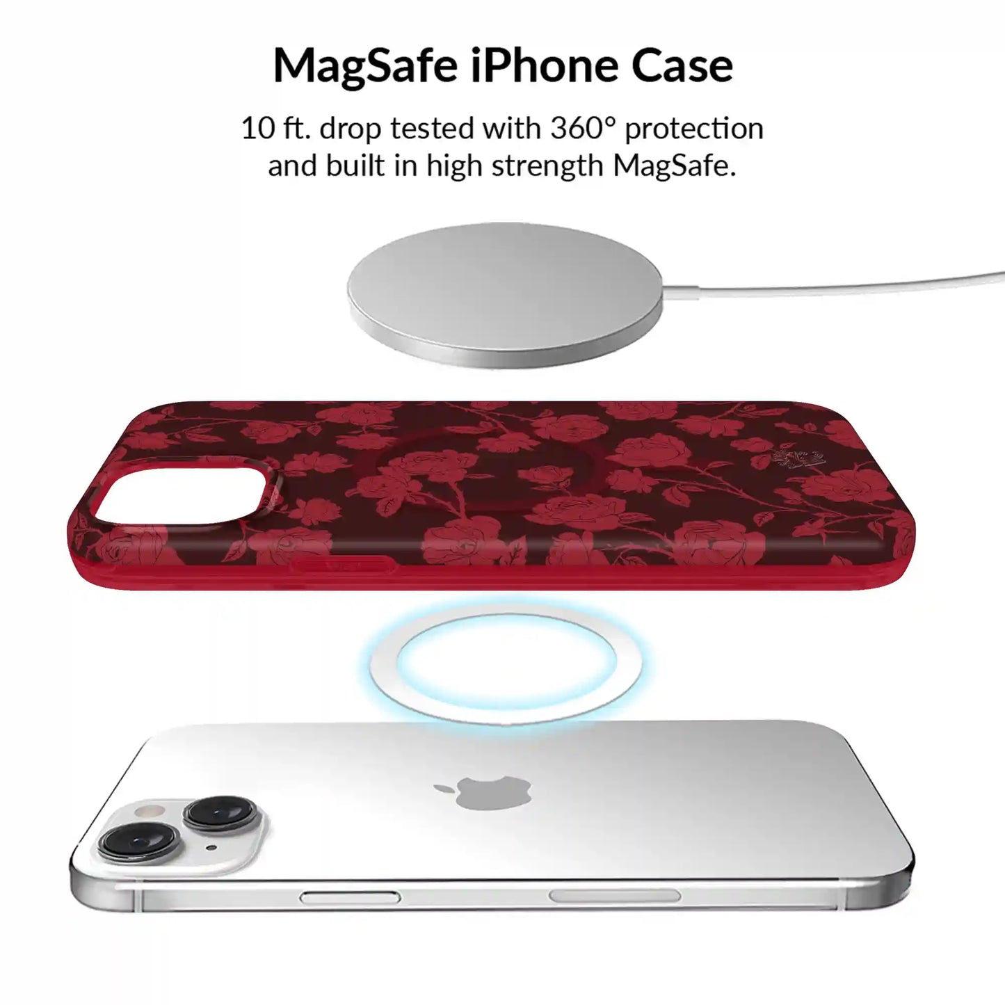 Dark Cherry Floral iPhone Bundle Set