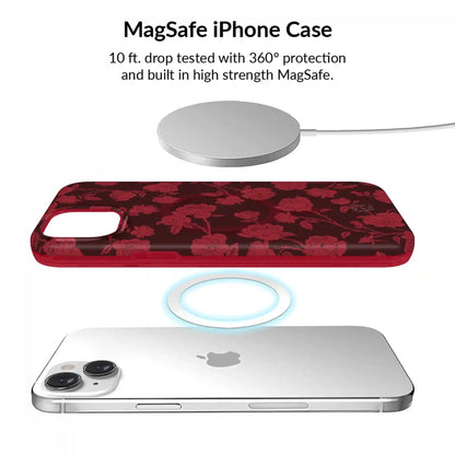Dark Cherry Floral iPhone Bundle Set