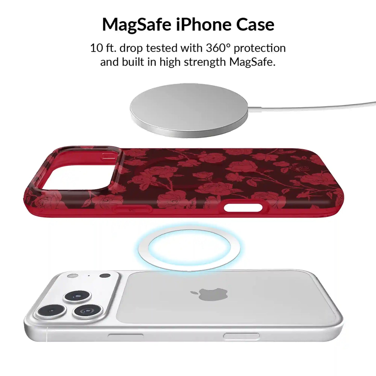 Dark Cherry Floral iPhone Bundle Set