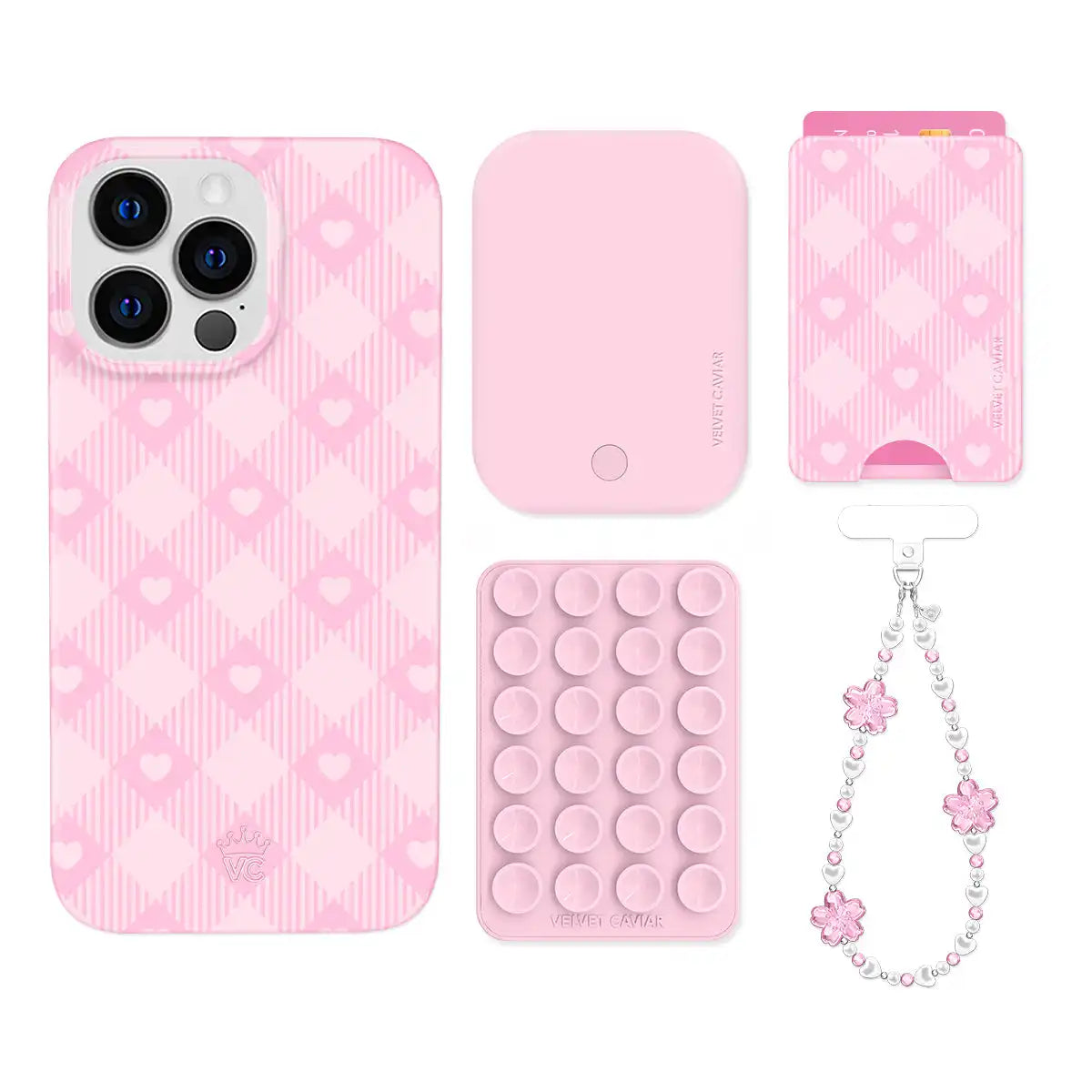 Dolly Pink Gingham iPhone Bundle Set - Wallet