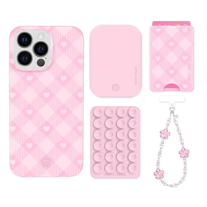 Dolly Pink Gingham iPhone Bundle Set - Wallet