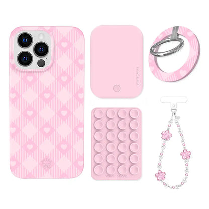Dolly Pink Gingham iPhone Bundle Set - Grip