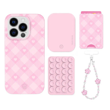 Dolly Pink Gingham iPhone Bundle Set - Wallet