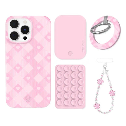 Dolly Pink Gingham iPhone Bundle Set - Grip