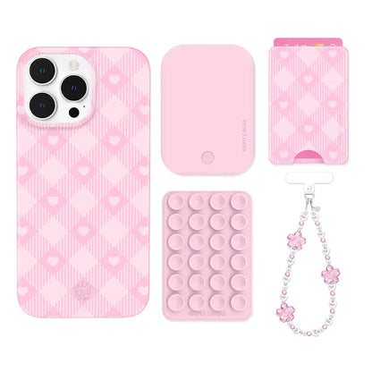 Dolly Pink Gingham iPhone Bundle Set - Wallet