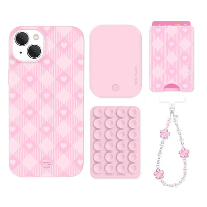 Dolly Pink Gingham iPhone Bundle Set - Wallet