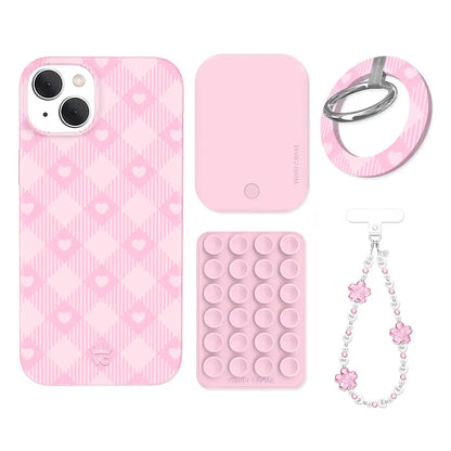 Dolly Pink Gingham iPhone Bundle Set - Grip