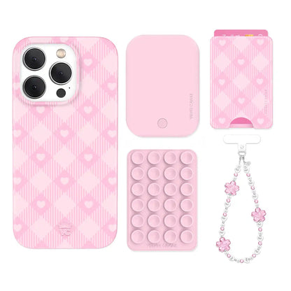 Dolly Pink Gingham iPhone Bundle Set - Wallet