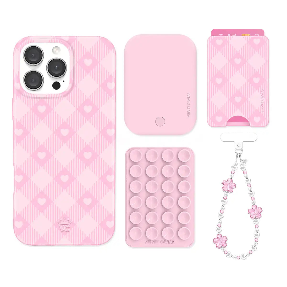 Dolly Pink Gingham iPhone Bundle Set - Wallet