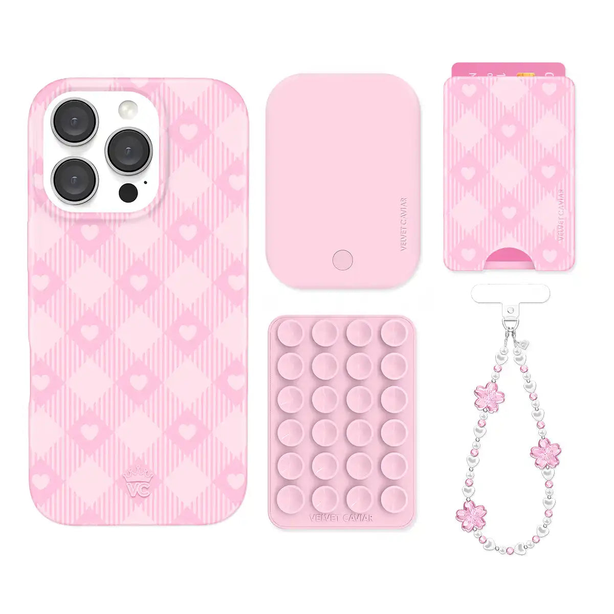 Dolly Pink Gingham iPhone Bundle Set - Wallet