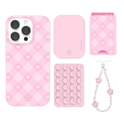 Dolly Pink Gingham iPhone Bundle Set - Wallet