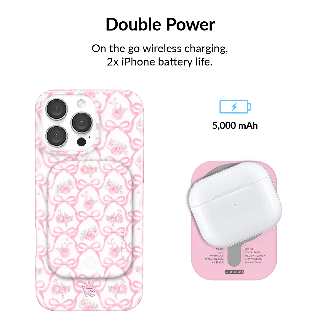 Lovely Pink Bows Portable MagSafe Charger Power Pack
