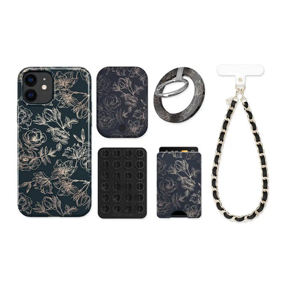 Floral Rose Gold Chrome iPhone Bundle Set
