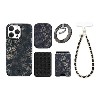 Floral Rose Gold Chrome iPhone Bundle Set