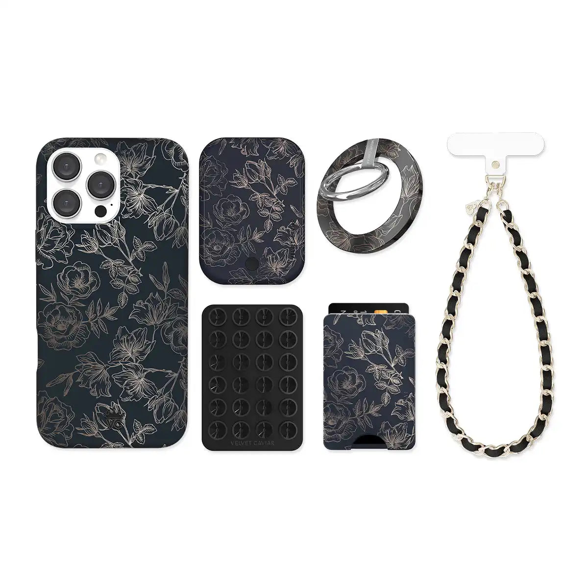 Floral Rose Gold Chrome iPhone Bundle Set
