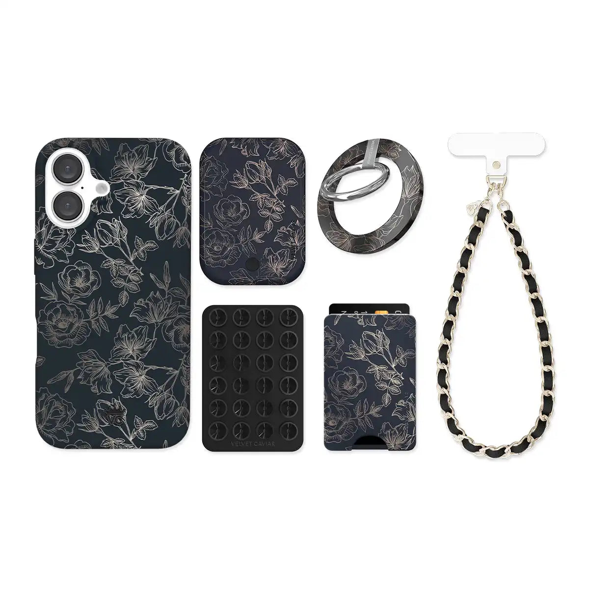 Floral Rose Gold Chrome iPhone Bundle Set
