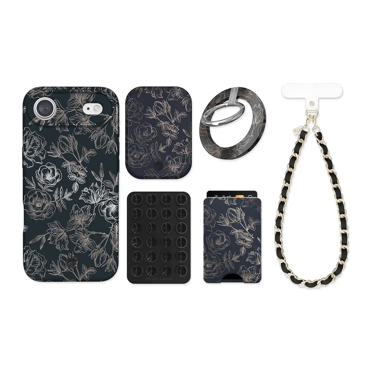 Floral Rose Gold Chrome iPhone Bundle Set