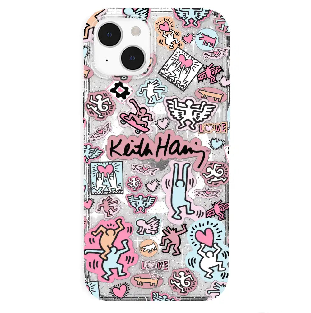 Keith Haring Pastel Glitter iPhone Case