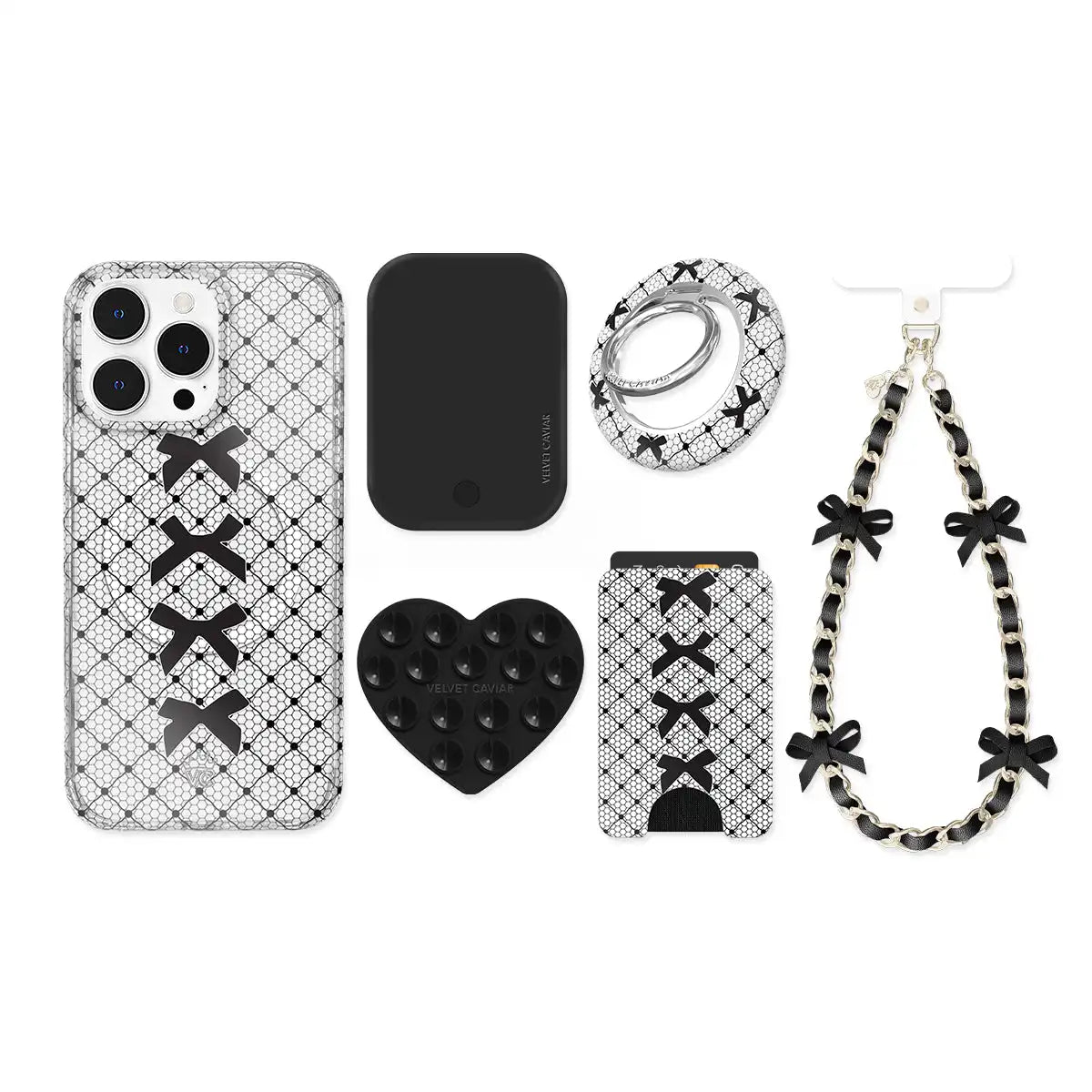 Lacy Black Bows iPhone Bundle Set