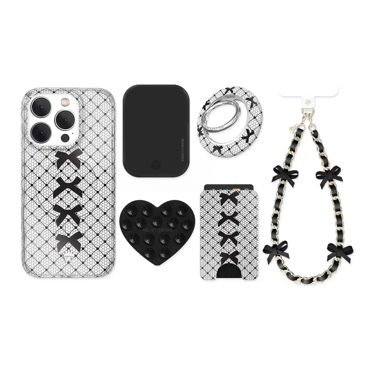 Lacy Black Bows iPhone Bundle Set