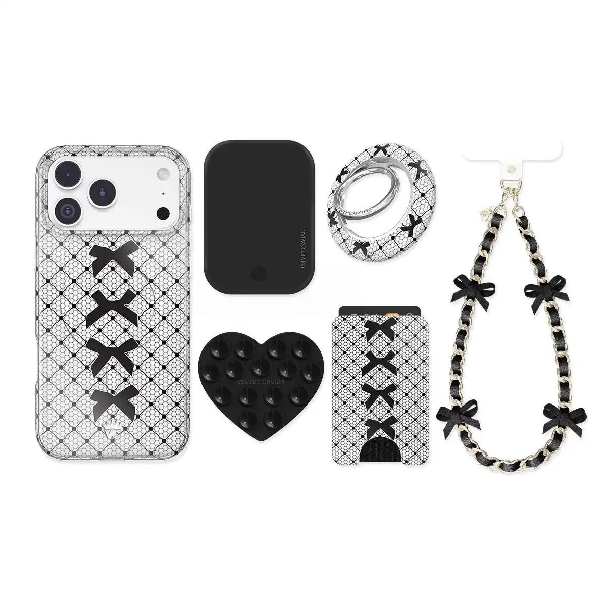 Lacy Black Bows iPhone Bundle Set