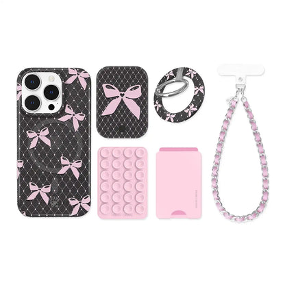 Lacy Pink Bows iPhone Bundle Set