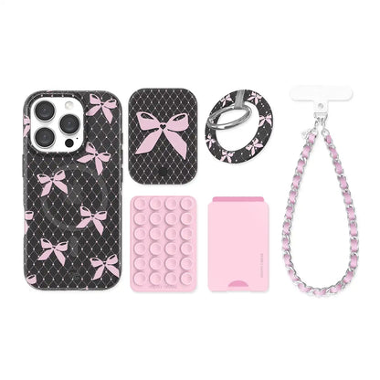 Lacy Pink Bows iPhone Bundle Set