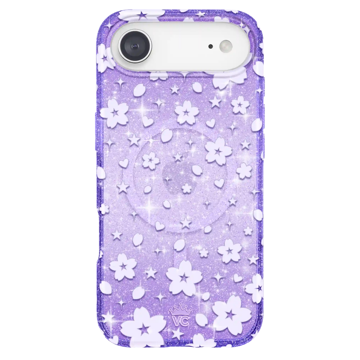 Lavender Cherry Blossom Glitter iPhone Case