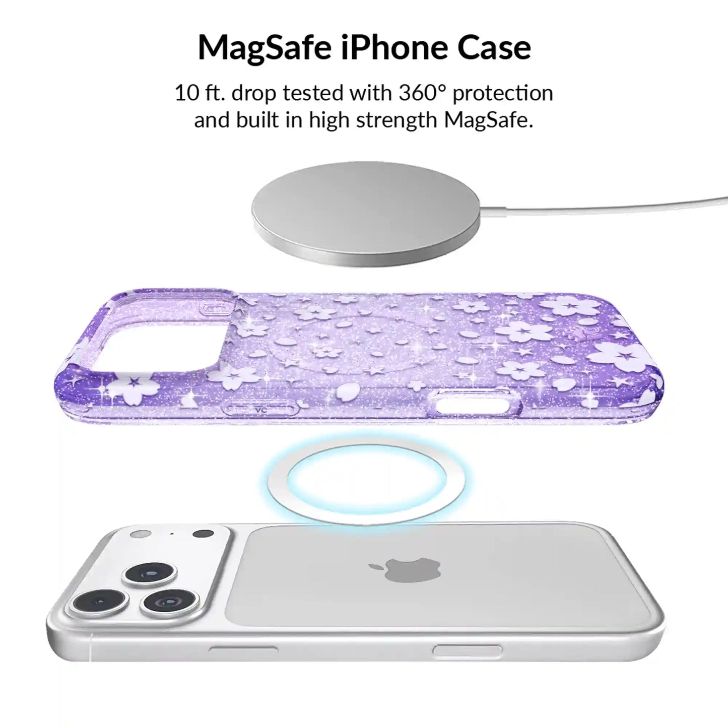 Lavender Cherry Blossom Glitter iPhone Bundle Set