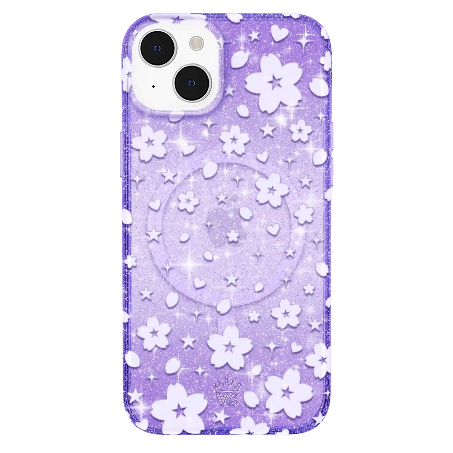 Lavender Cherry Blossom Glitter iPhone Case