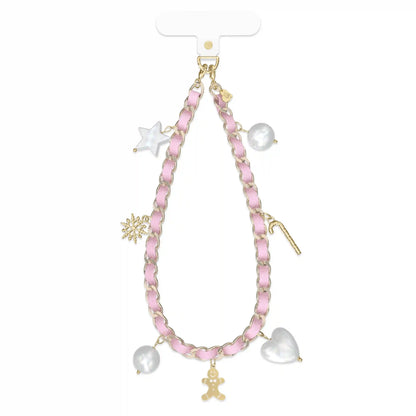 Pink Holiday Leather Chain Phone Charm