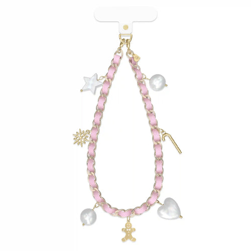 Pink Holiday Leather Chain Phone Charm