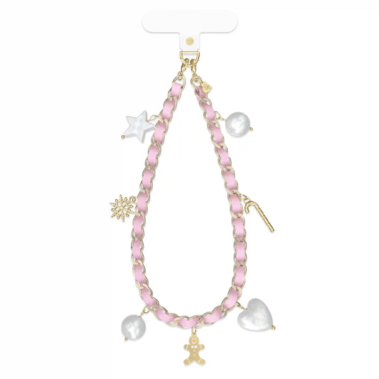 Pink Holiday Leather Chain Phone Charm