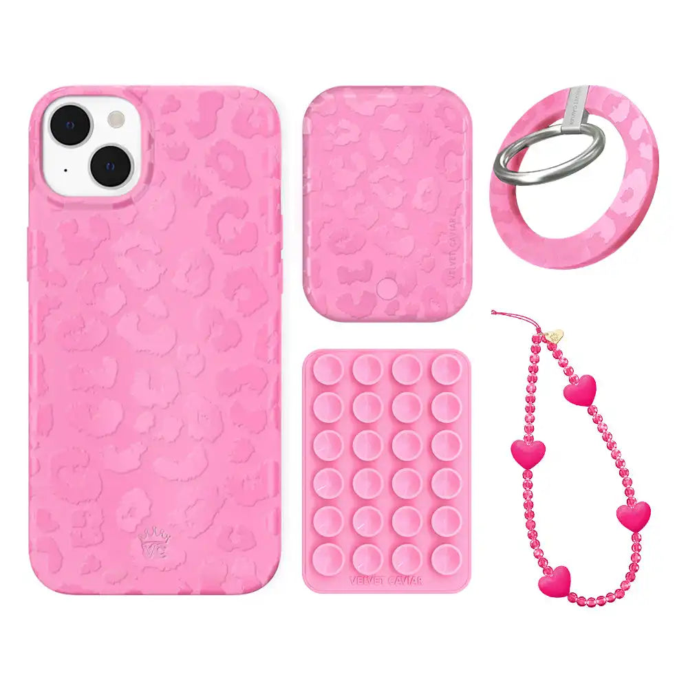 Hot Pink Leopard iPhone Bundle Set - Grip