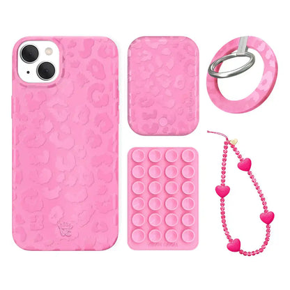 Hot Pink Leopard iPhone Bundle Set - Grip