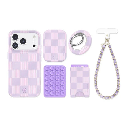 Lilac Vibe Checkered iPhone Bundle Set