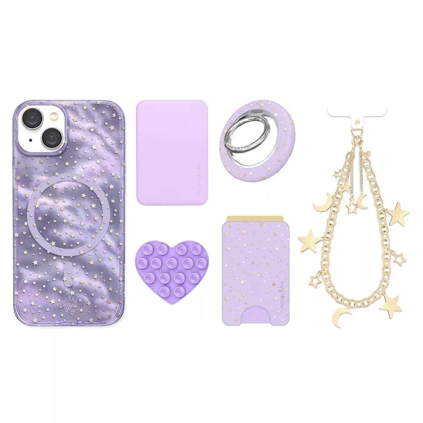 Lilac Celestial Stars iPhone Bundle Set