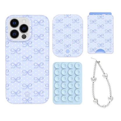Lovely Blue Bows iPhone Bundle Set - Wallet