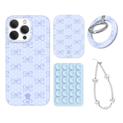 Lovely Blue Bows iPhone Bundle Set - Grip